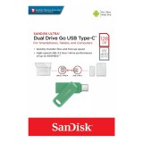 SANDISK ULTRA DUAL DRIVE GO PENDRIVE 128GB USB 3.1 [400MB/s] + Type C Zöld