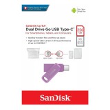 SANDISK ULTRA DUAL DRIVE GO PENDRIVE 256GB USB 3.1 [400MB/s] + Type C Lila