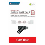 SANDISK ULTRA DUAL DRIVE GO PENDRIVE 256GB USB 3.1+ Type C Fekete