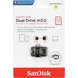 SANDISK ULTRA DUAL DRIVE PENDRIVE 32GB USB 3.0 + Micro USB Ezüst (150 MB/s olvasási sebesség)