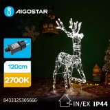 SantaClaus LED-es világító rénszarvas dekoráció, meleg fehér MAX.3.6W IP44 120cm magas