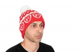 Sapka - Rage Voyager Red and White Bobble Hat- kötött sapka (NHH020)