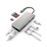Satechi Aluminium Type-C Multi-Port Adapter (HDMI 4K,3x USB 3.0,MicroSD,Ethernet) - Space Grey (ST-TCMAM)