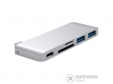 Satechi Aluminium Type-C Passthrough USB Hub, 3x USB 3.0, MicroSD, Ezüst