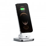 Satechi Aluminum 2-in-1 Magnetic Wireless Charging Stand White ST-WMCS2M