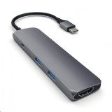 Satechi Aluminum SLIM TYPE-C MultiPort Adapter (HDMI 4K,PassThroughCharging,2x USB 3.0) asztroszürke (ST-CMAM) (ST-CMAM) - USB Elosztó