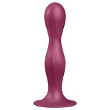 Satisfyer Double Ball-R - tapadókorongos súlyozott dildó (piros)