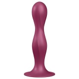Satisfyer Double Ball-R - tapadókorongos súlyozott dildó (piros)