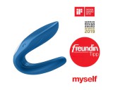 Satisfyer Double Whale - 2 motoros párvibrátor (kék)