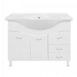 Savini Due Fürdőszoba szekrény+ mosdó fiókokkal és fehér ajtókkal, 86 x 105 x 50 cm