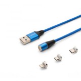 Savio 3az1-ben type-C,Micro USB,Lightning mágneses kábel 1m kék (CL-154)
