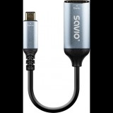 Savio AK-78 Videó Átalakító Kábel - 0,015 m USB C-Típus HDMI Fekete, Ezüst (SAVAK-78)