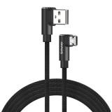 Savio USB-A 90° L apa - Micro USB 90° L apa Adat és töltő kábel 2m - Fekete (CL-162)