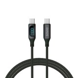 Savio USB-C - USB-C cable with display CL-174 1 m black USB kábel USB 3.2 Gen 1 (3.1 Gen 1) USB C Fekete