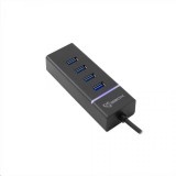 Sbox H-304 USB 3.0 4 portos HUB fekete (H-304) - USB Elosztó