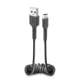 SBS TECABLETYPCSK USB-A apa - USB-C apa 2.0 Adat és töltő spirálkábel - Fekete (0.5m) (TECABLETYPCSK)
