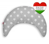 Scamp félhold szoptatós párna pamutvászon huzattal /GreyWiteRoundStars