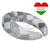 Scamp formázott gombosvégű párna pamut huzattal /GreyPatchwork2