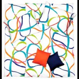 SCANquilt SATÉN DESIGN ágyneműhuzat, fehér-színes minta (33347)