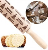 Schenopol Karácsonyi mintás sodrófa, mintás nyújtófa, kekszmintázó sodrófa - Merry Christmas (Boldog Karácsonyt)