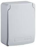 SCHNEIDER 81144 PRATIKA Háztartási dugalj csatlakozóaljzat, 2P+F, 65x85, hátsó meghúzással, szürke, IP65, angol