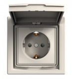 SCHNEIDER EPH3100323 ASFORA 2P+F dugalj csatlakozóaljzat, gyermekvédelemmel, csapfedeles - IP44, kerettel, bézs