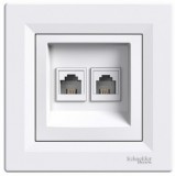 SCHNEIDER EPH4200121 ASFORA 2xRJ11 telefon aljzat, fehér