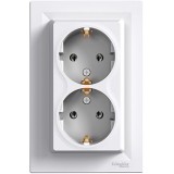 Schneider Kettős csatlakozó aljzat (dupla dugalj) fehér ASFORA