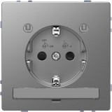 SCHNEIDER MEG2304-6036 MERTEN 2P+F csatlakozóaljzat, biztonsági zsaluval, LED világítással, rugós bekötés, 16A, D-Life, acél