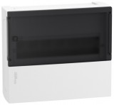 SCHNEIDER MIP12112S RESI9 MP Kiselosztó, füstszínű átlátszó ajtó, falon kívüli, 1x12 modul, PEN sín, fehér