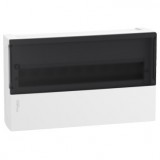 SCHNEIDER MIP12118S RESI9 MP Kiselosztó, füstszínű átlátszó ajtó, falon kívüli, 1x18 modul, PEN sín, fehér