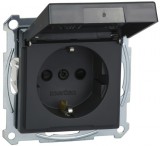 SCHNEIDER MTN2314-0414 MERTEN 2P+F dugalj csatlakozóaljzat gyermekvédelemmel, csapófedéllel, rugós bekötés, 16A, System-M, antracit - IP44