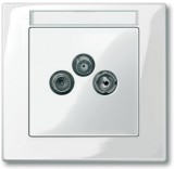 SCHNEIDER MTN296719 MERTEN Antenna csatlakozó fedlap, 3 kimenettel, felirat nélkül, System-M, polárfehér