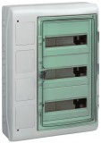 SCHNEIDER Mureva 13440 KAEDRA Kiselosztó illesztődobozzal, átlátszó ajtó, falon kívüli, 3x12 modul+4 nyílás, szürke