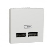 SCHNEIDER NU341818 UNICA SYSTEM+ Dupla USB töltő, A+A, 2.1A, fehér