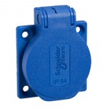 SCHNEIDER PKS52B PRATIKA Háztartási aljzat, 2P+F, 50x50, oldalsó meghúzással, kék, IP54, német