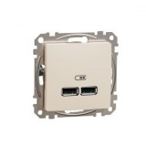 SCHNEIDER SDD112401 ÚJ SEDNA Dupla USB töltő, A+A, 2.1A, bézs