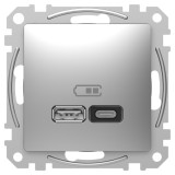 SCHNEIDER SDD113404 ÚJ SEDNA Dupla USB gyorstöltő, A+C, 45W, alumínium