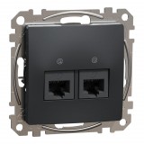 SCHNEIDER SDD114452 ÚJ SEDNA 2xRJ45 Cat5e UTP aljzat, antracit