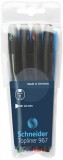 SCHNEIDER Tűfilc készlet, 0,4 mm, SCHNEIDER "Topliner 967", 4 különböző szín