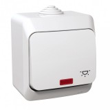 SCHNEIDER WDE000516 CEDAR PLUS Egypólusú nyomó lámpajellel, jelzőfénnyel, IP44, fehér