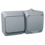 SCHNEIDER WDE000604 CEDAR PLUS 2P+F dugalj csatlakozóaljzat, váltókapcsolóval, IP44, szürke