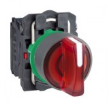 SCHNEIDER XB5AK134G5C0 Harmony komplett műanyag LED világító választókapcsoló, Ø22, 3 állású, 120 VAC, 1NO+1NC, piros, szürke körgyűrű