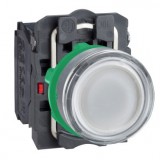 SCHNEIDER XB5AW31M5C0 Harmony komplett műanyag LED világító nyomógomb, Ø22, visszatérő, 1NO+1NC, Ø30 VAC, fehér, szürke körgyűrű