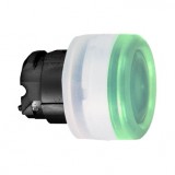SCHNEIDER ZB4BW5337 Harmony fém világító nyomógomb fej, Ø22, visszatérő, védősapkás, beépített LED-hez, zöld, fekete perem
