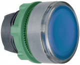 SCHNEIDER ZB5AW363C0 Harmony műanyag világító nyomógomb fej, Ø22, visszatérő, beépített LED-hez, kék, szürke perem