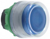 SCHNEIDER ZB5AW563C0 Harmony műanyag világító nyomógomb fej, Ø22, visszatérő, védősapkás, beépített LED-hez, kék, szürke perem