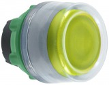 SCHNEIDER ZB5AW583C0 Harmony műanyag világító nyomógomb fej, Ø22, visszatérő, védősapkás, beépített LED-hez, sárga, szürke perem