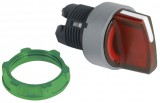 SCHNEIDER ZB5FK1743C0 Harmony panelbe süllyesztett műanyag világító választókapcsoló fej, Ø30, 3 állású, piros, balról vissza., szürke perem