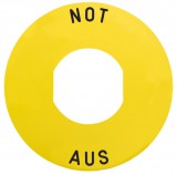 SCHNEIDER ZBY9260 Sárga kör alakú címke "NOT AUS" felirattal, 60mm átmérő